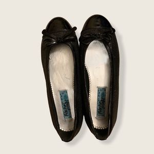 Rachel Shoes. Black Flats with bow.